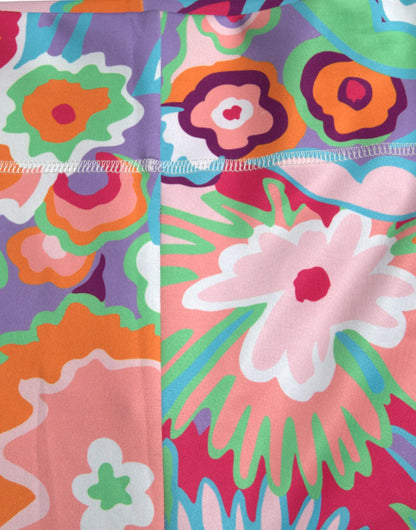 Multicolor Floral High Waist Leggings Pants-Dolce & Gabbana-LabelTerrace.com