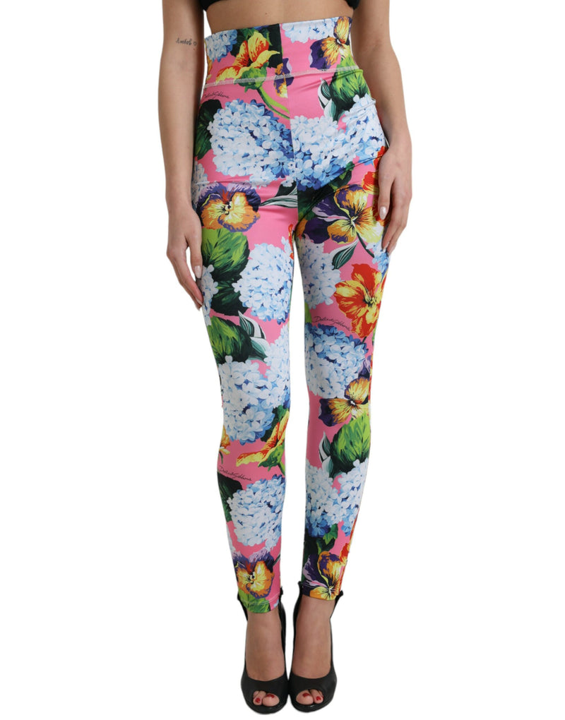 Multicolor Floral High Waist Leggings Pants-Dolce & Gabbana-LabelTerrace.com