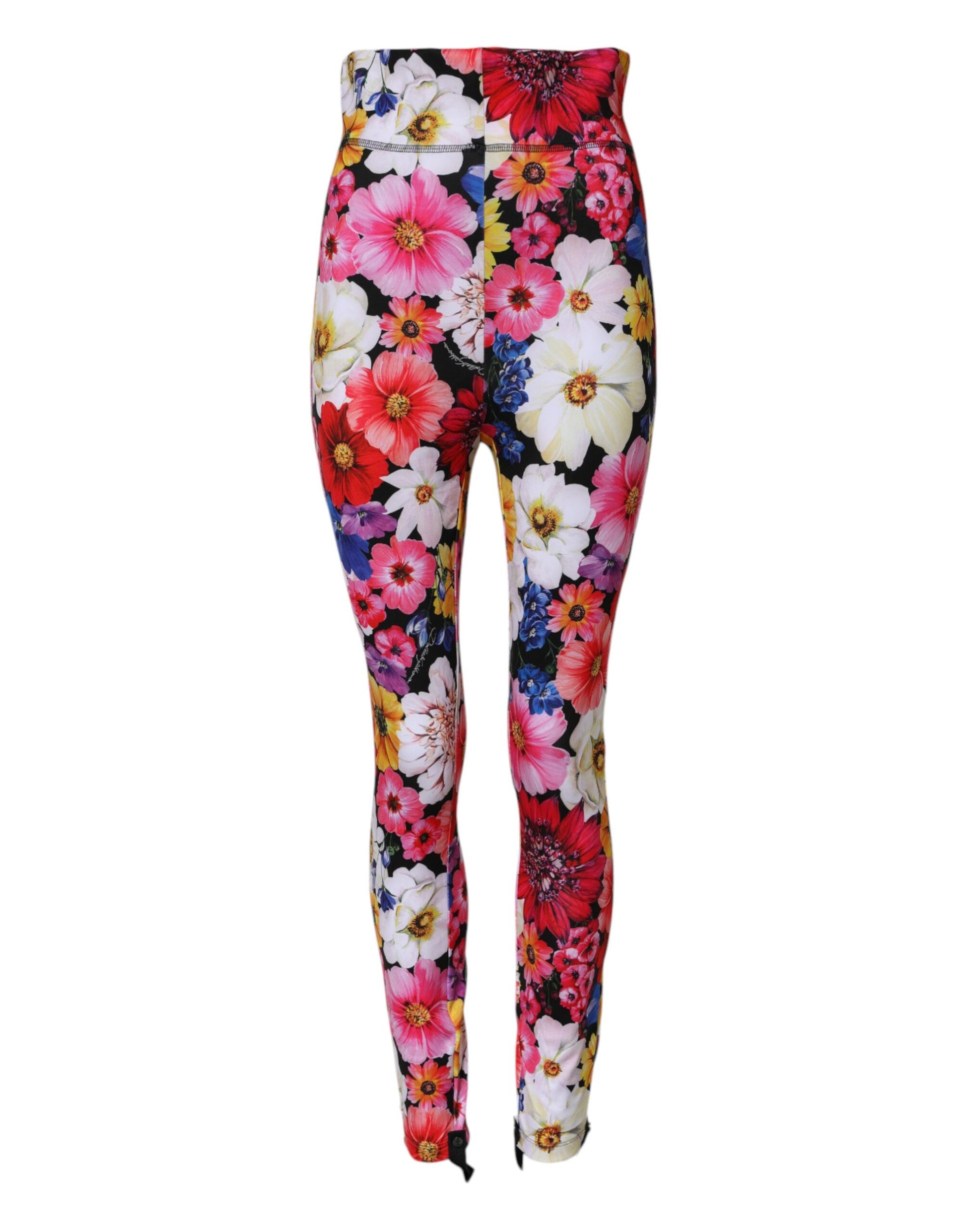 Multicolor Floral High Waist Leggings Pants-Dolce & Gabbana-LabelTerrace.com