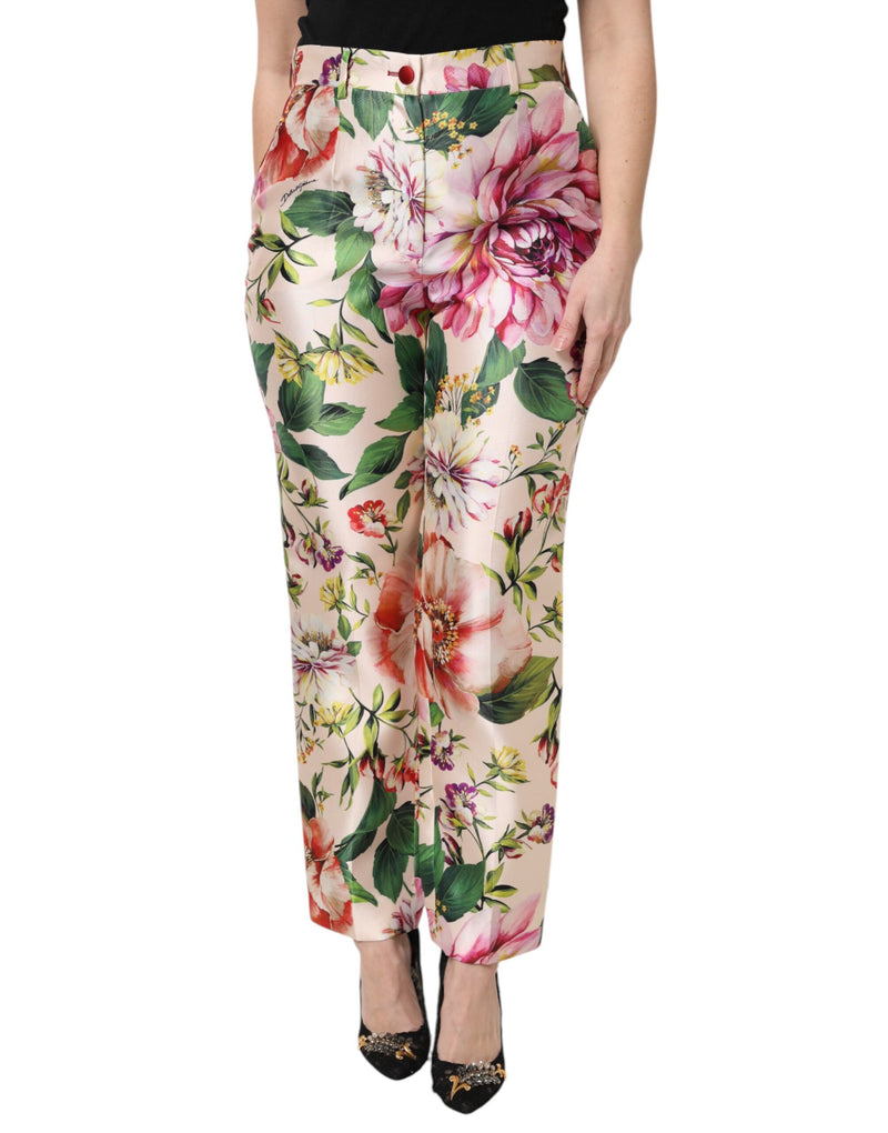 Multicolor Floral High Waist Straight Pants-Dolce & Gabbana-LabelTerrace.com