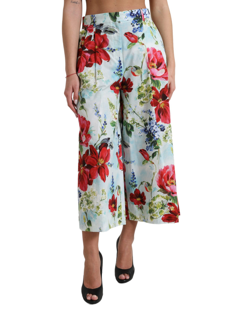 Multicolor Floral High Waist Wide Leg Pants-Dolce & Gabbana-LabelTerrace.com