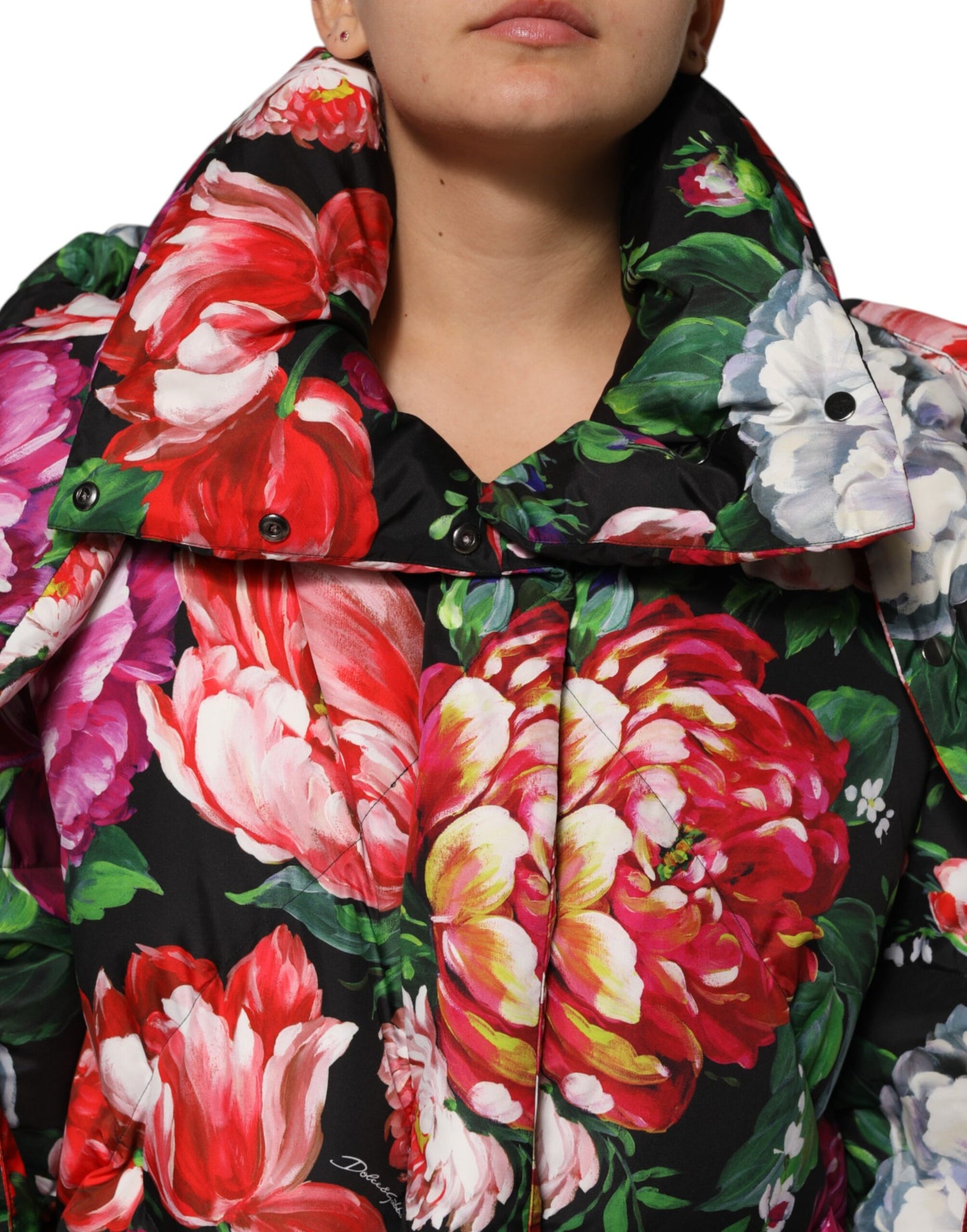 Multicolor Floral Hooded Puffer Coat Jacket-Dolce & Gabbana-LabelTerrace.com