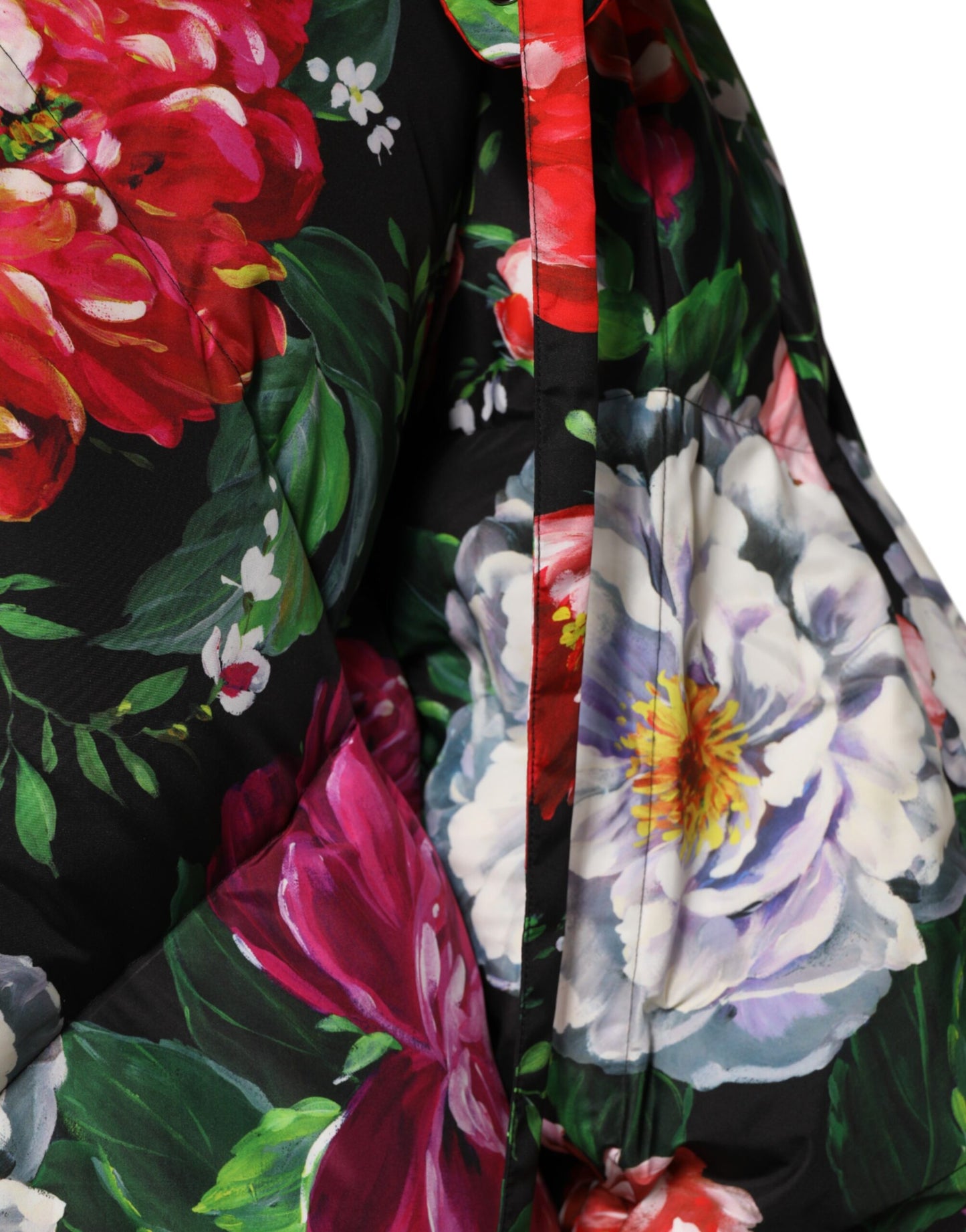 Multicolor Floral Hooded Puffer Coat Jacket-Dolce & Gabbana-LabelTerrace.com