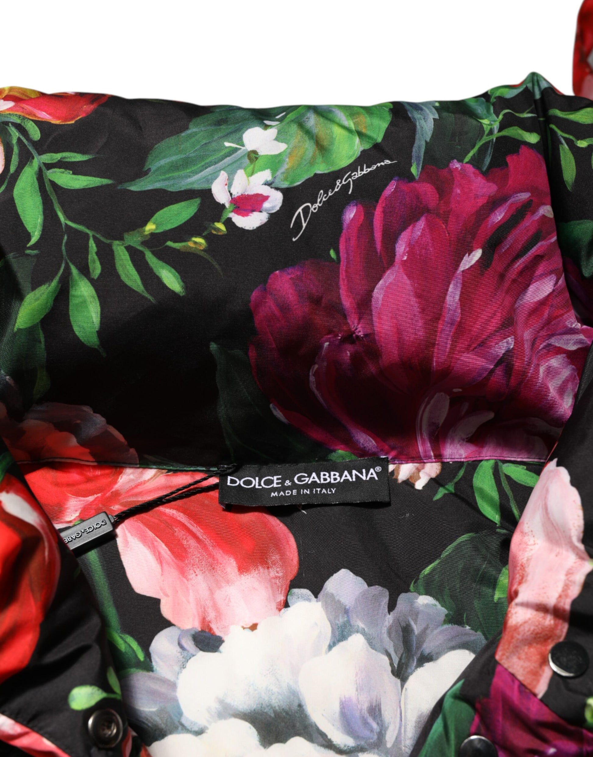 Multicolor Floral Hooded Puffer Coat Jacket-Dolce & Gabbana-LabelTerrace.com