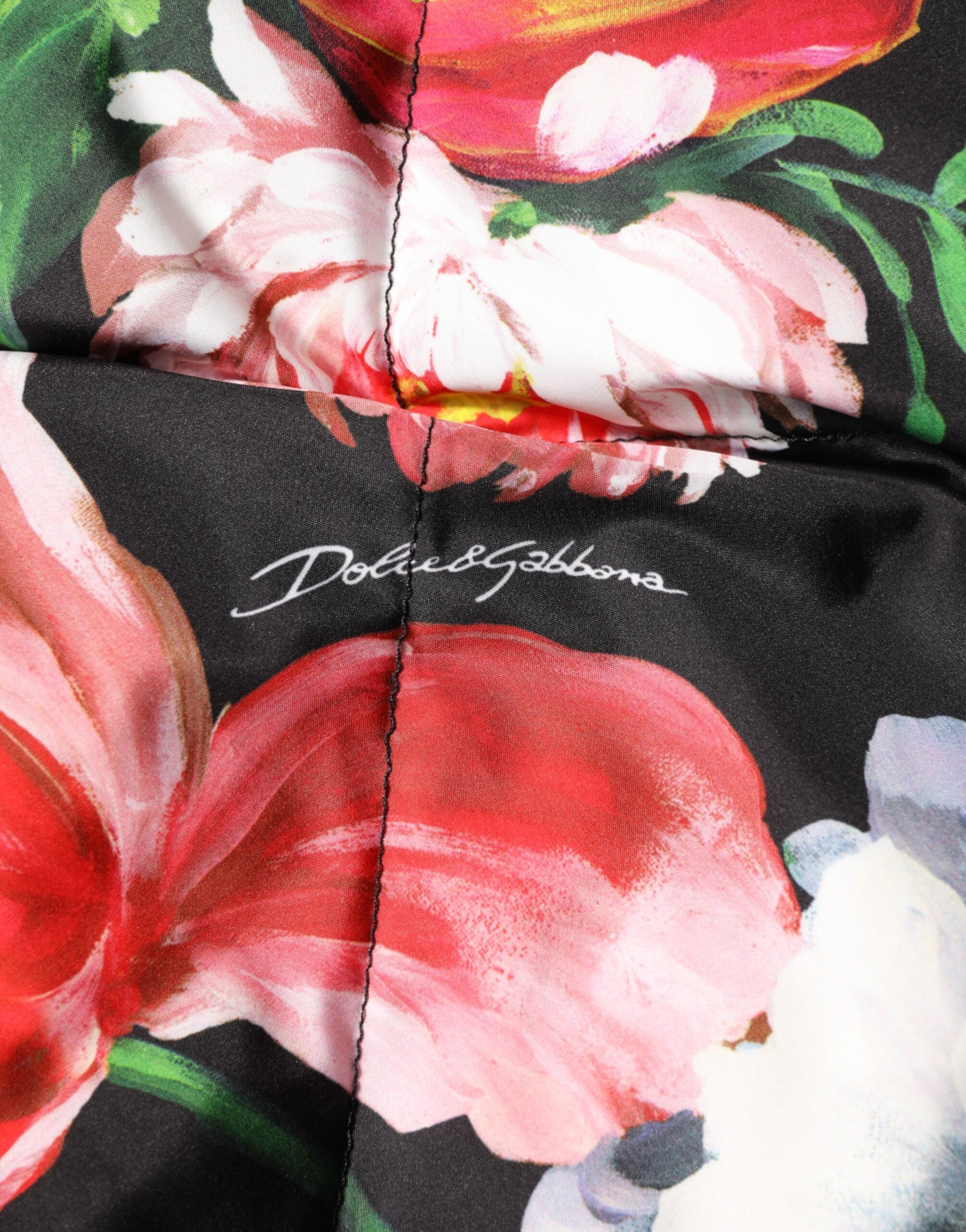 Multicolor Floral Hooded Puffer Coat Jacket-Dolce & Gabbana-LabelTerrace.com