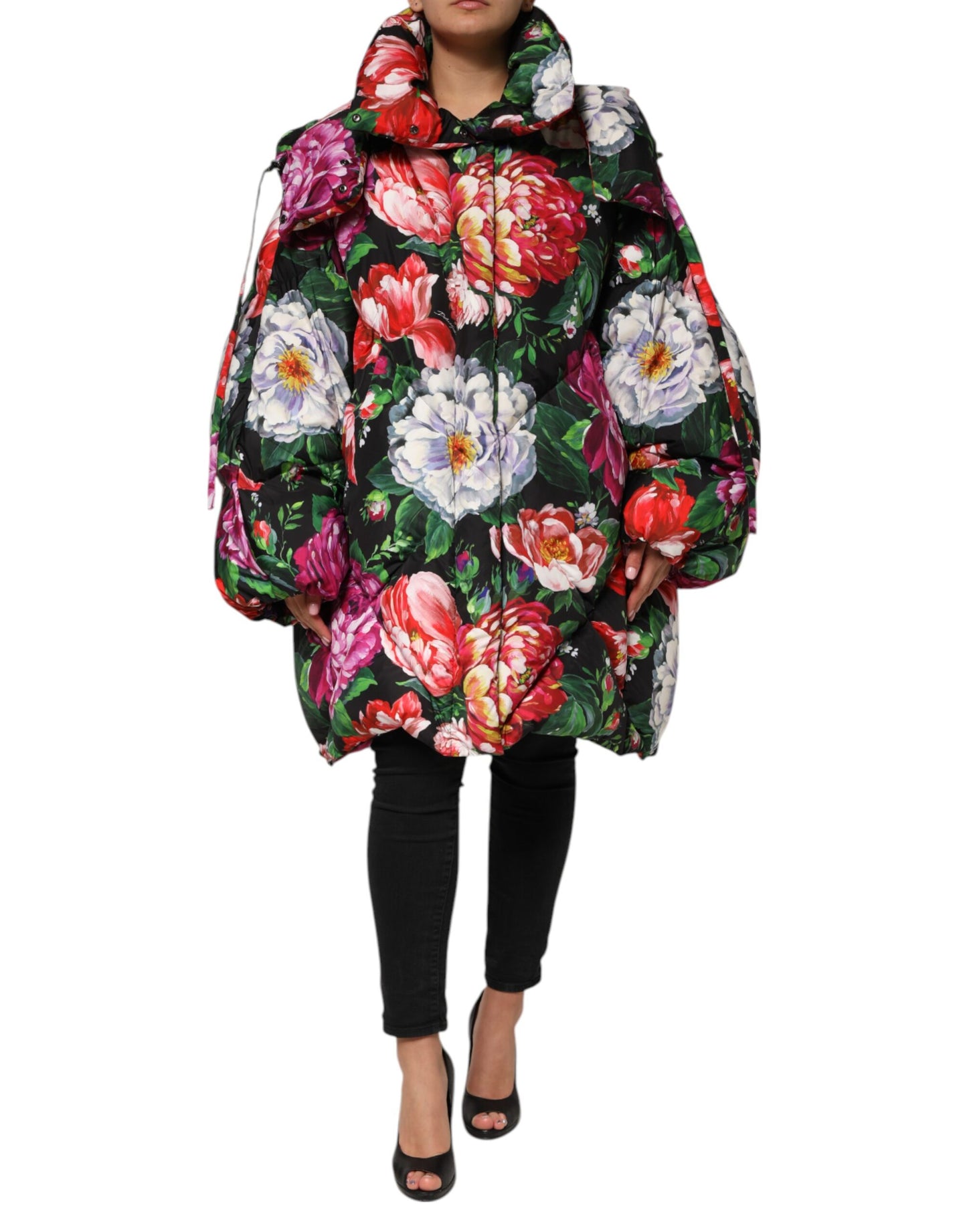 Multicolor Floral Hooded Puffer Coat Jacket-Dolce & Gabbana-LabelTerrace.com