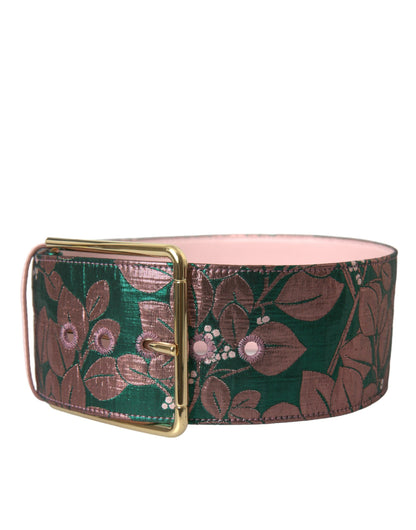 Multicolor Floral Jacquard Lurex Gold Buckle Belt-Dolce & Gabbana-LabelTerrace.com