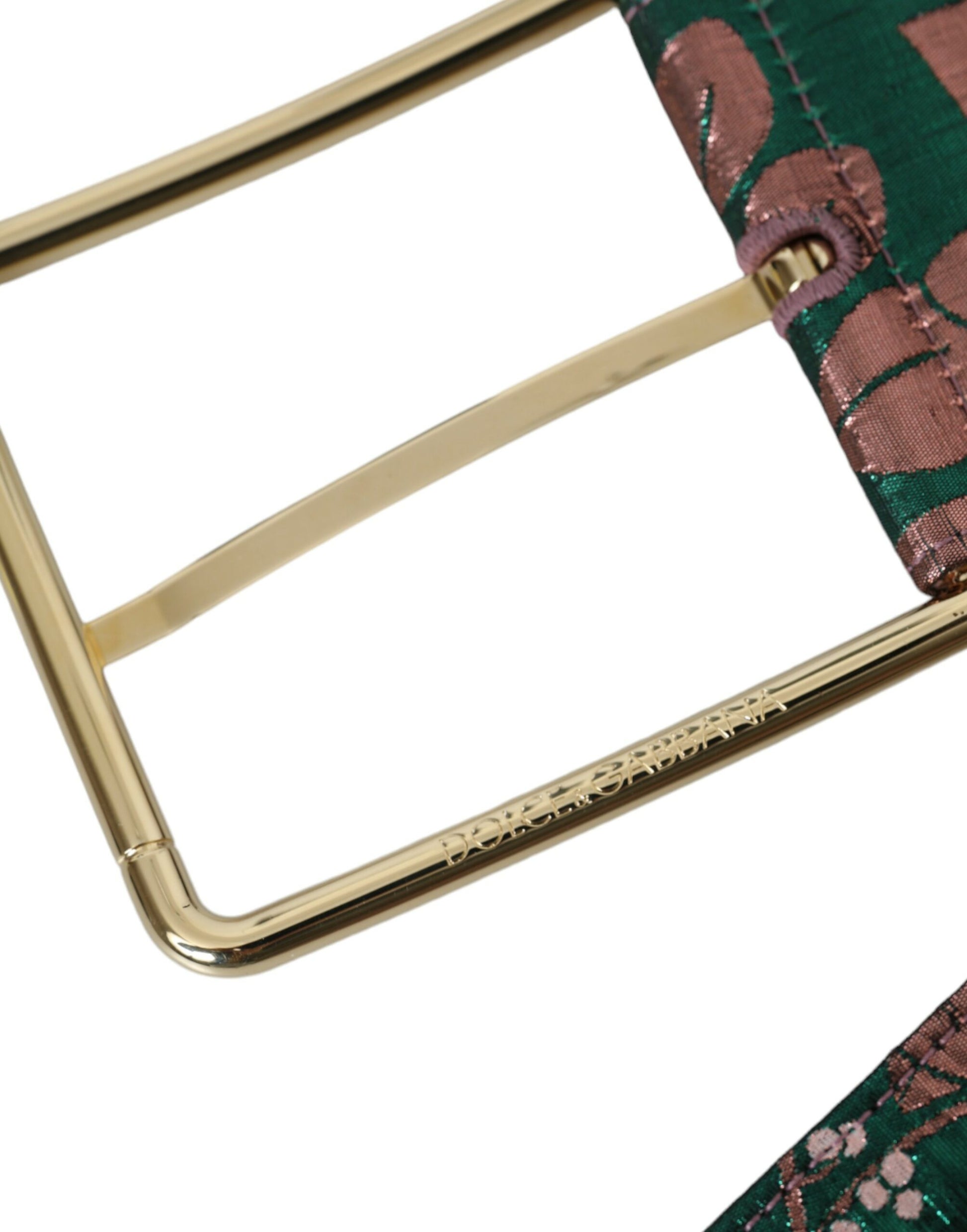 Multicolor Floral Jacquard Lurex Gold Buckle Belt-Dolce & Gabbana-LabelTerrace.com