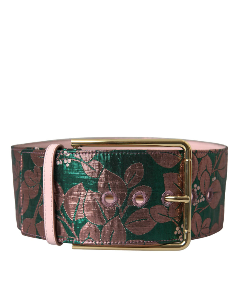 Multicolor Floral Jacquard Lurex Gold Buckle Belt-Dolce & Gabbana-LabelTerrace.com