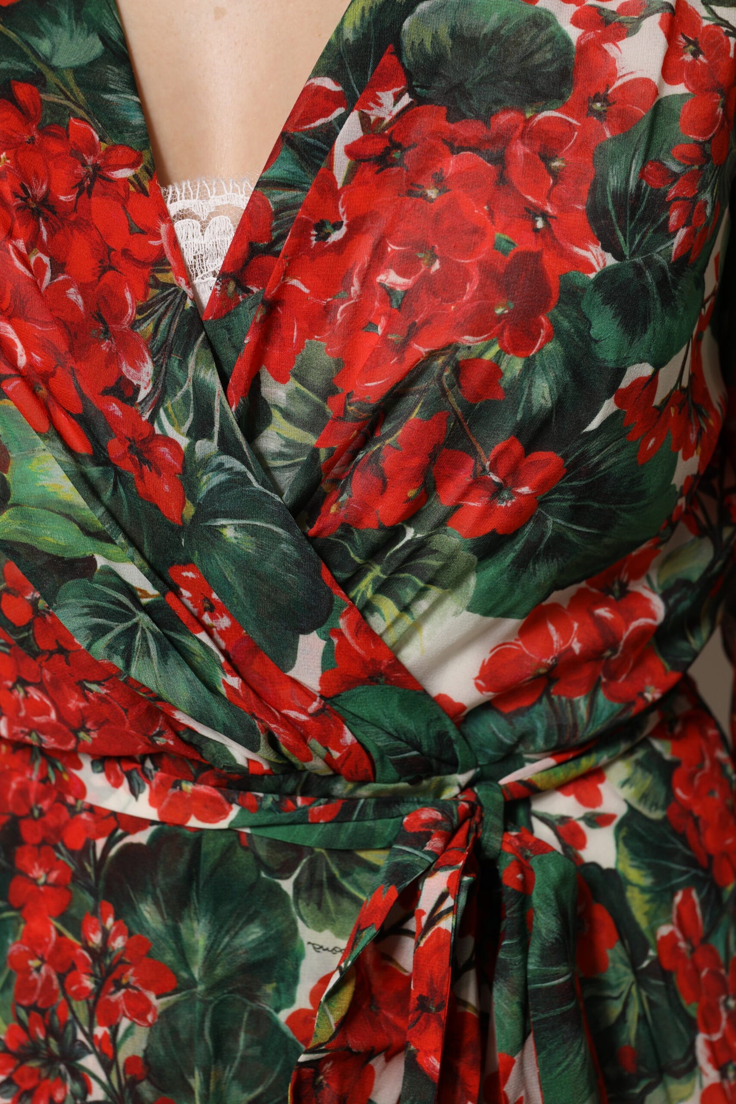 Multicolor Floral Long Sleeves V-neck Dress