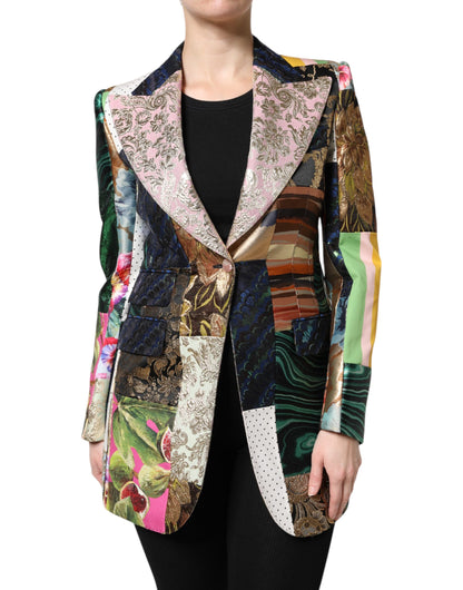 Multicolor Floral Patchwork Jacquard Jacket-Dolce & Gabbana-LabelTerrace.com
