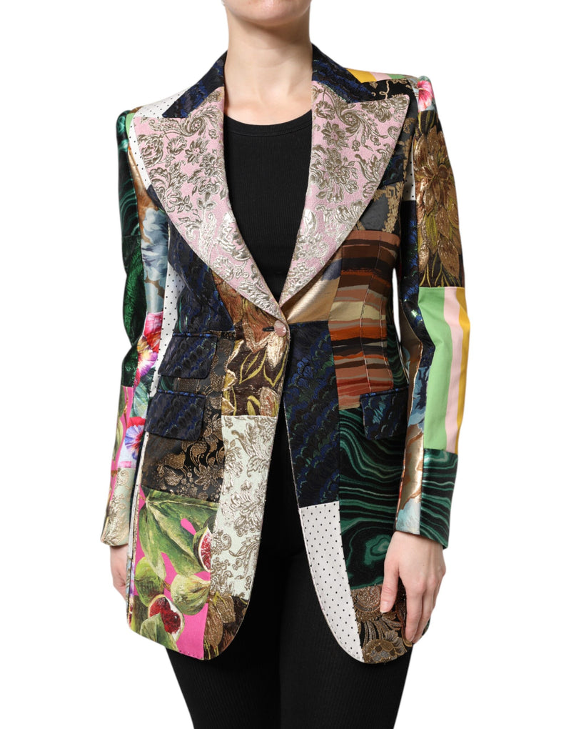 Multicolor Floral Patchwork Jacquard Jacket-Dolce & Gabbana-LabelTerrace.com