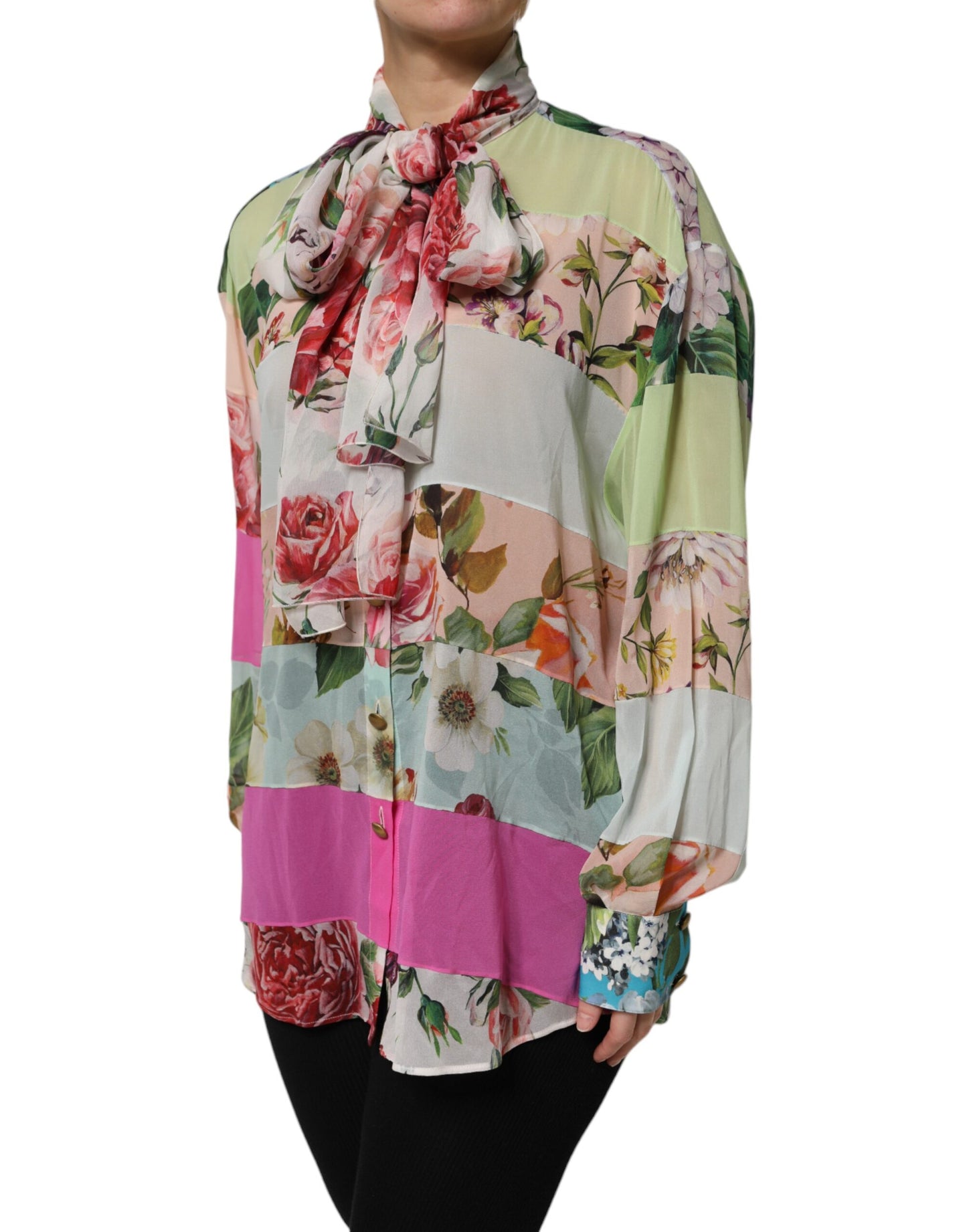 Multicolor Floral Patchwork Long Sleeves Top-Dolce & Gabbana-LabelTerrace.com