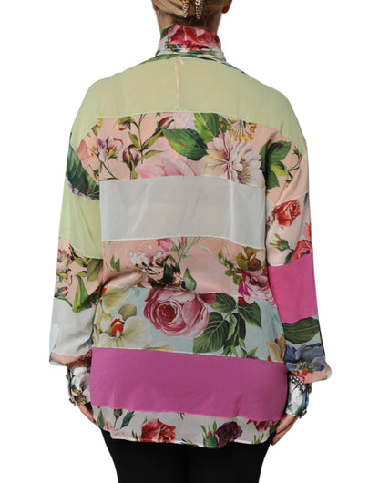 Multicolor Floral Patchwork Long Sleeves Top-Dolce & Gabbana-LabelTerrace.com