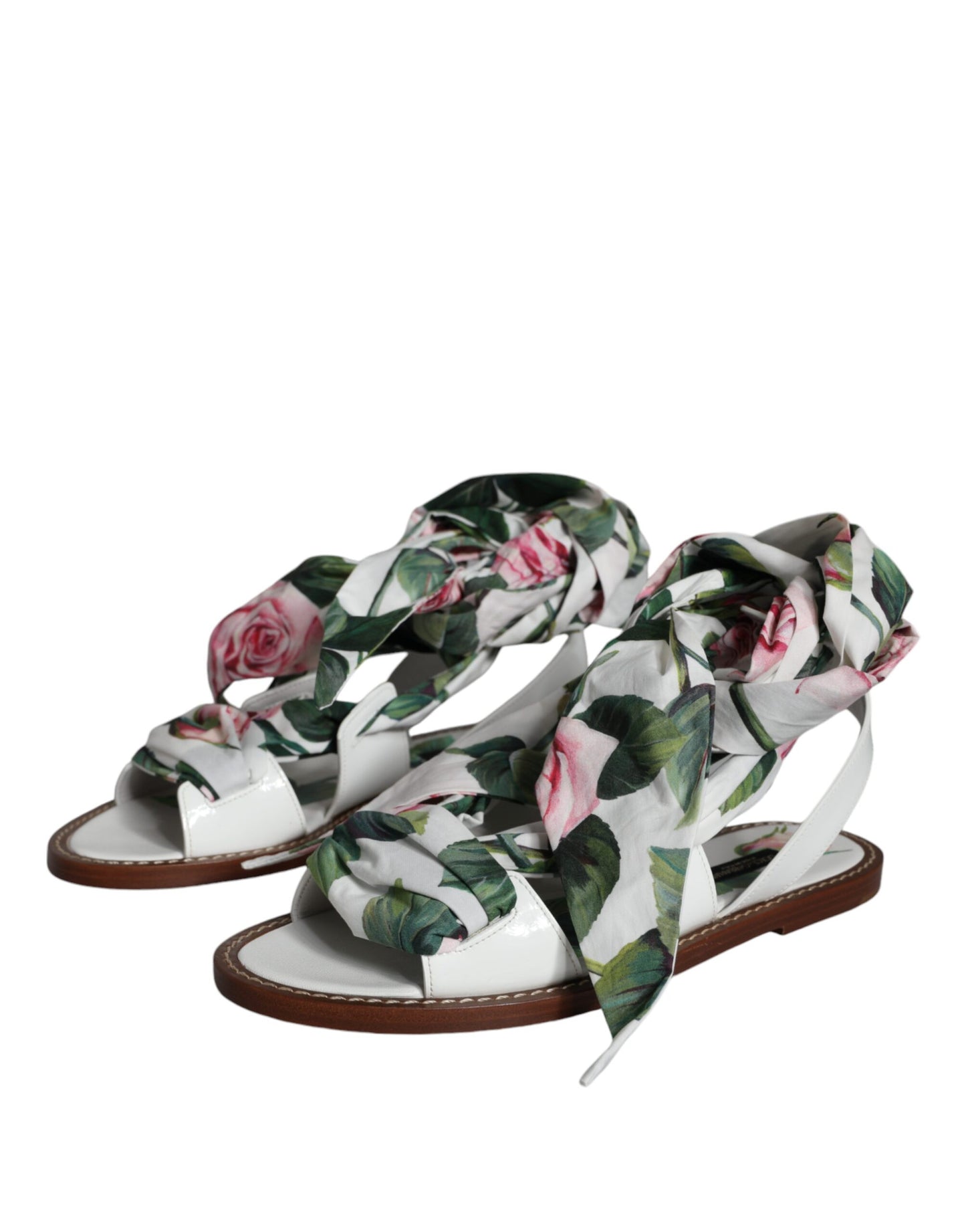 Multicolor Floral Print Ankle Wrap Sandals Shoes-Dolce & Gabbana-LabelTerrace.com