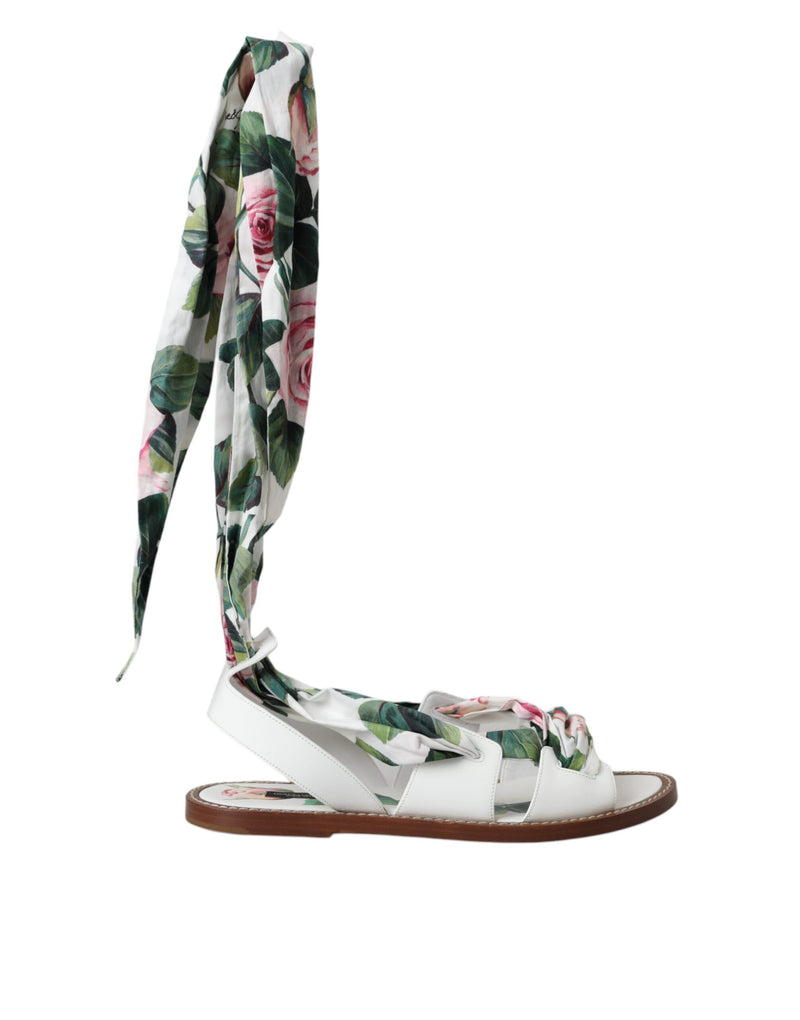 Multicolor Floral Print Ankle Wrap Sandals Shoes-Dolce & Gabbana-LabelTerrace.com