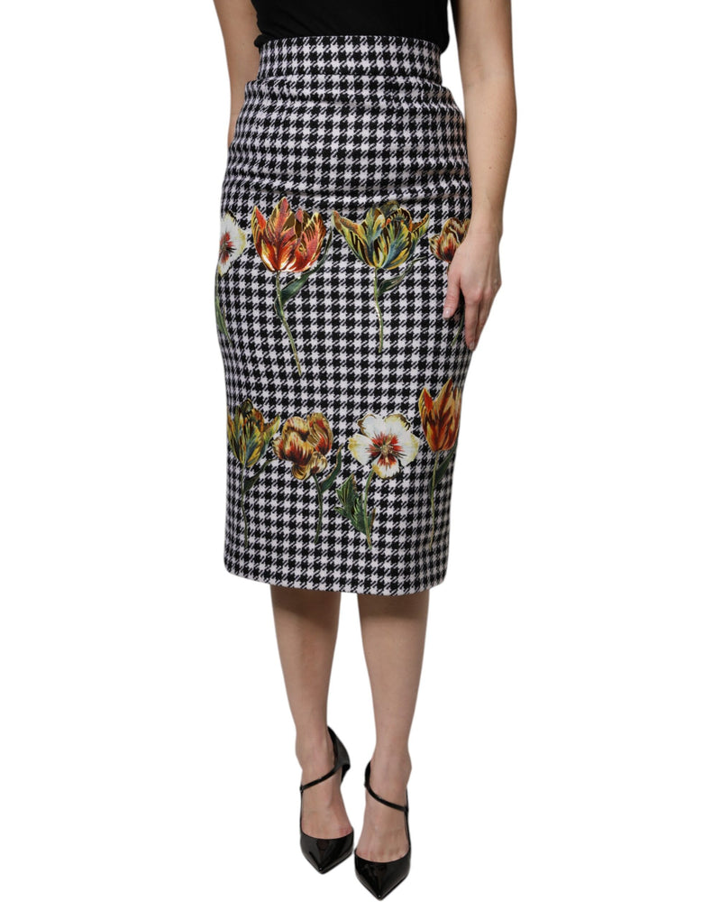 Multicolor Floral Print High Waist Pencil Cut Skirt-Dolce & Gabbana-LabelTerrace.com
