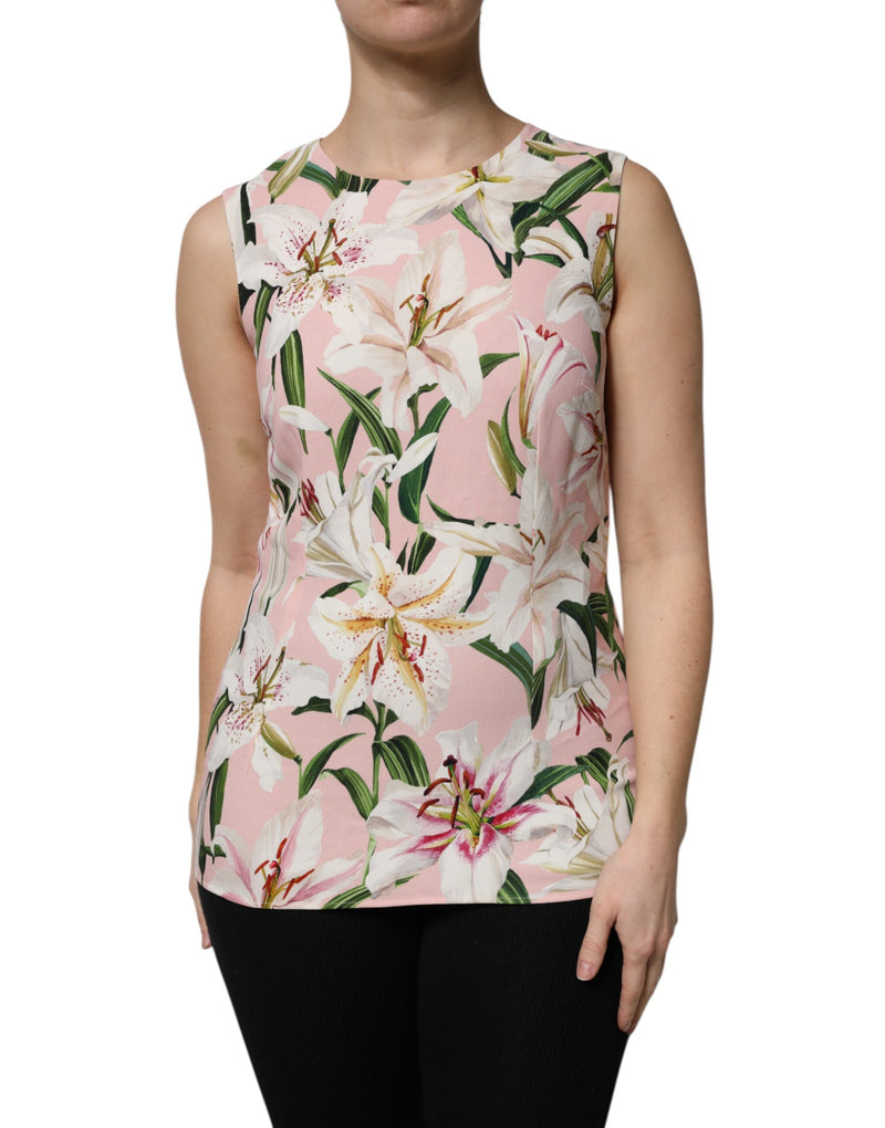 Multicolor Floral Print Round Neck Tank Top-Dolce & Gabbana-LabelTerrace.com