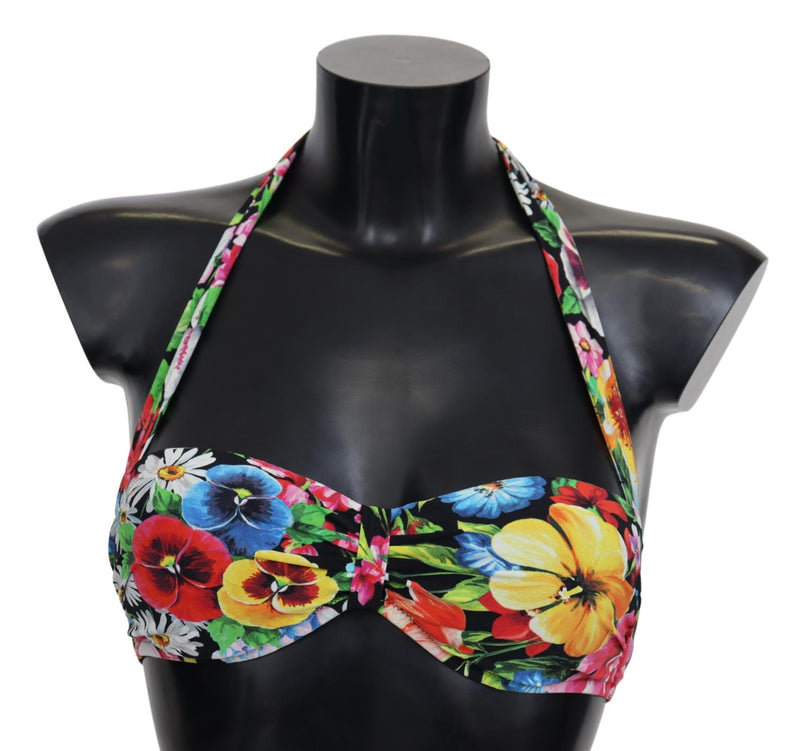 Multicolor Floral Print Swimwear Bikini Tops-Dolce & Gabbana-LabelTerrace.com
