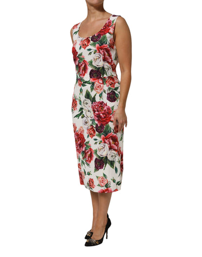 Multicolor Floral Print Viscose Sheath Dress-Dolce & Gabbana-LabelTerrace.com