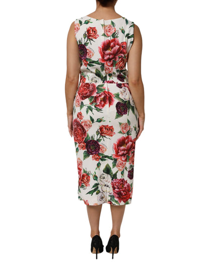 Multicolor Floral Print Viscose Sheath Dress-Dolce & Gabbana-LabelTerrace.com