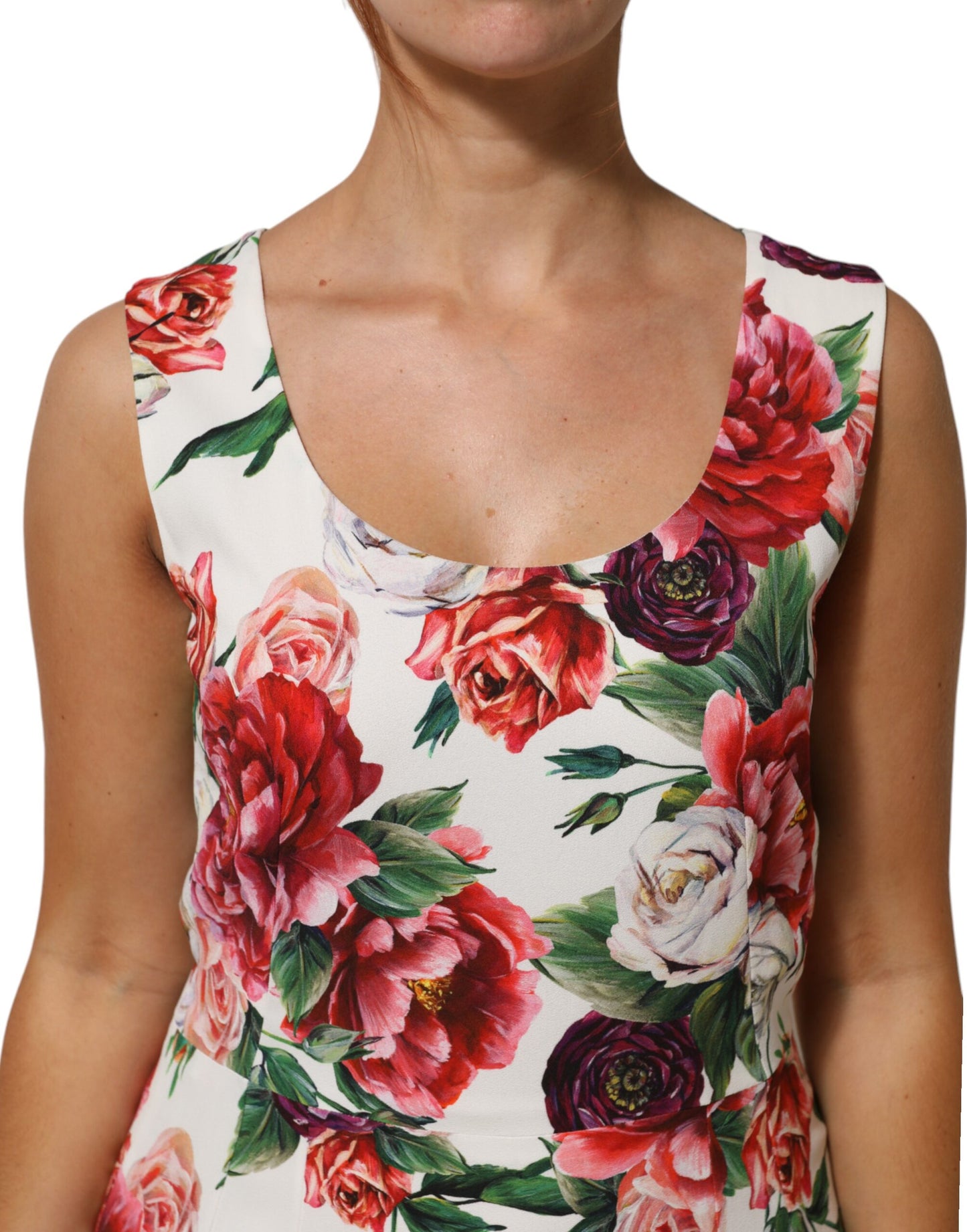 Multicolor Floral Print Viscose Sheath Dress-Dolce & Gabbana-LabelTerrace.com