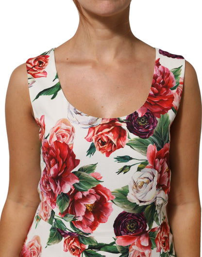 Multicolor Floral Print Viscose Sheath Dress-Dolce & Gabbana-LabelTerrace.com