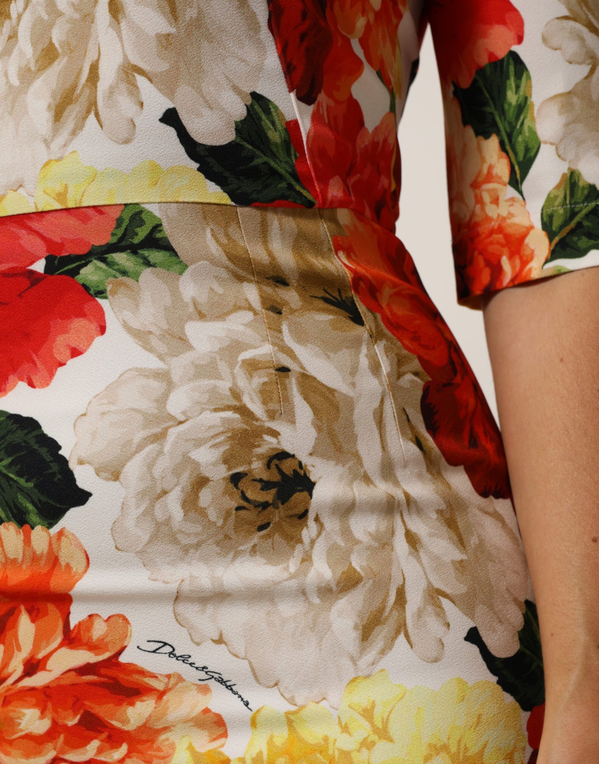 Multicolor Floral Print Viscose Sheath Dress-Dolce & Gabbana-LabelTerrace.com
