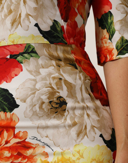Multicolor Floral Print Viscose Sheath Dress-Dolce & Gabbana-LabelTerrace.com