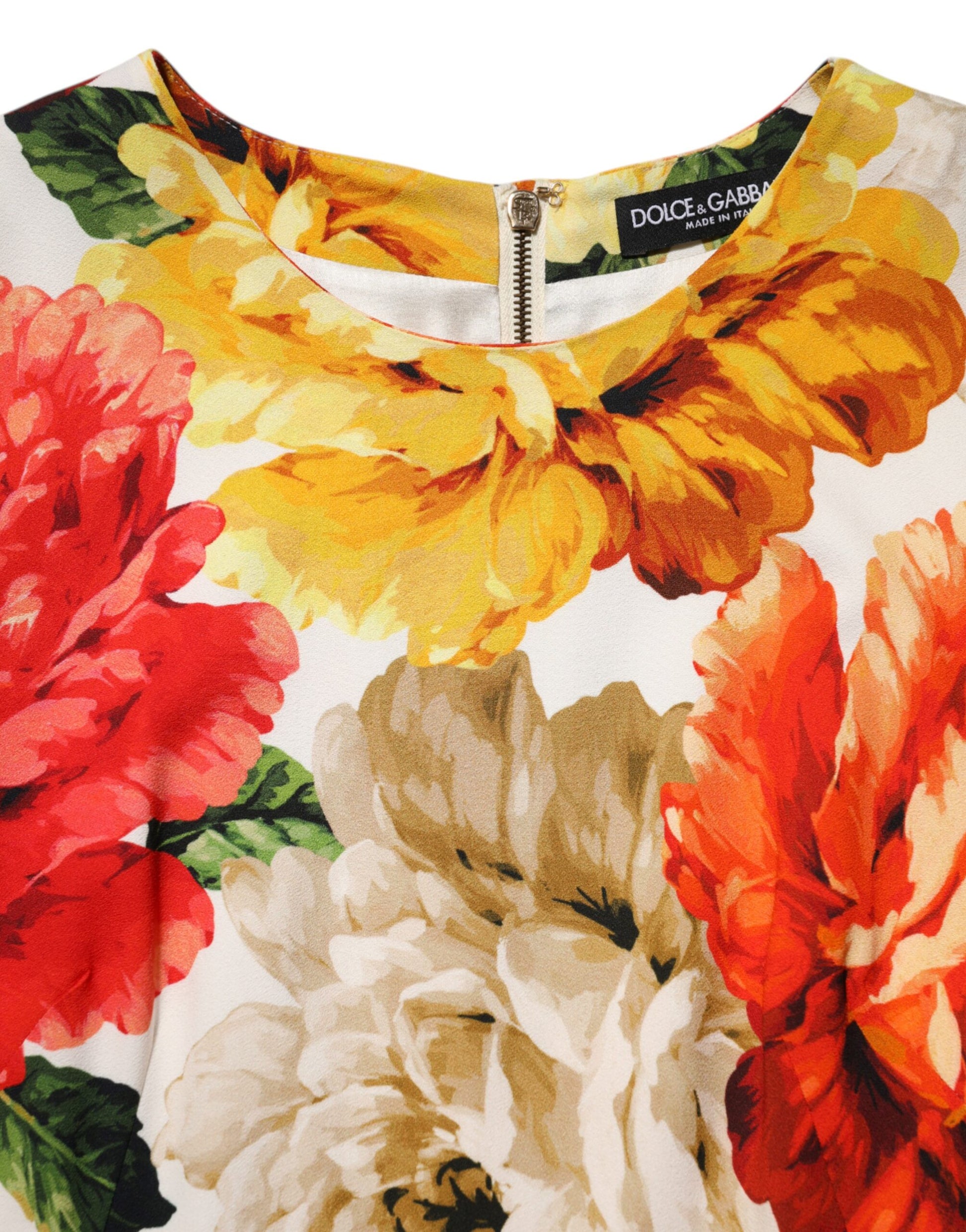 Multicolor Floral Print Viscose Sheath Dress-Dolce & Gabbana-LabelTerrace.com