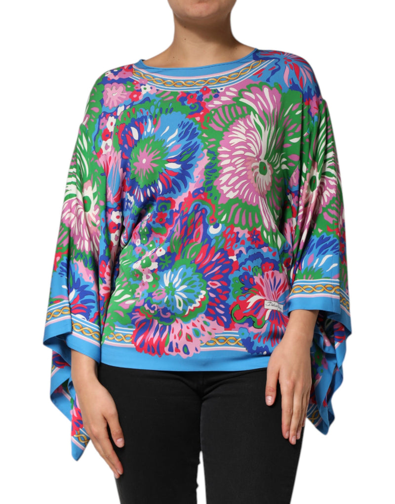Multicolor Floral Printed Tunic Blouse Top-Dolce & Gabbana-LabelTerrace.com