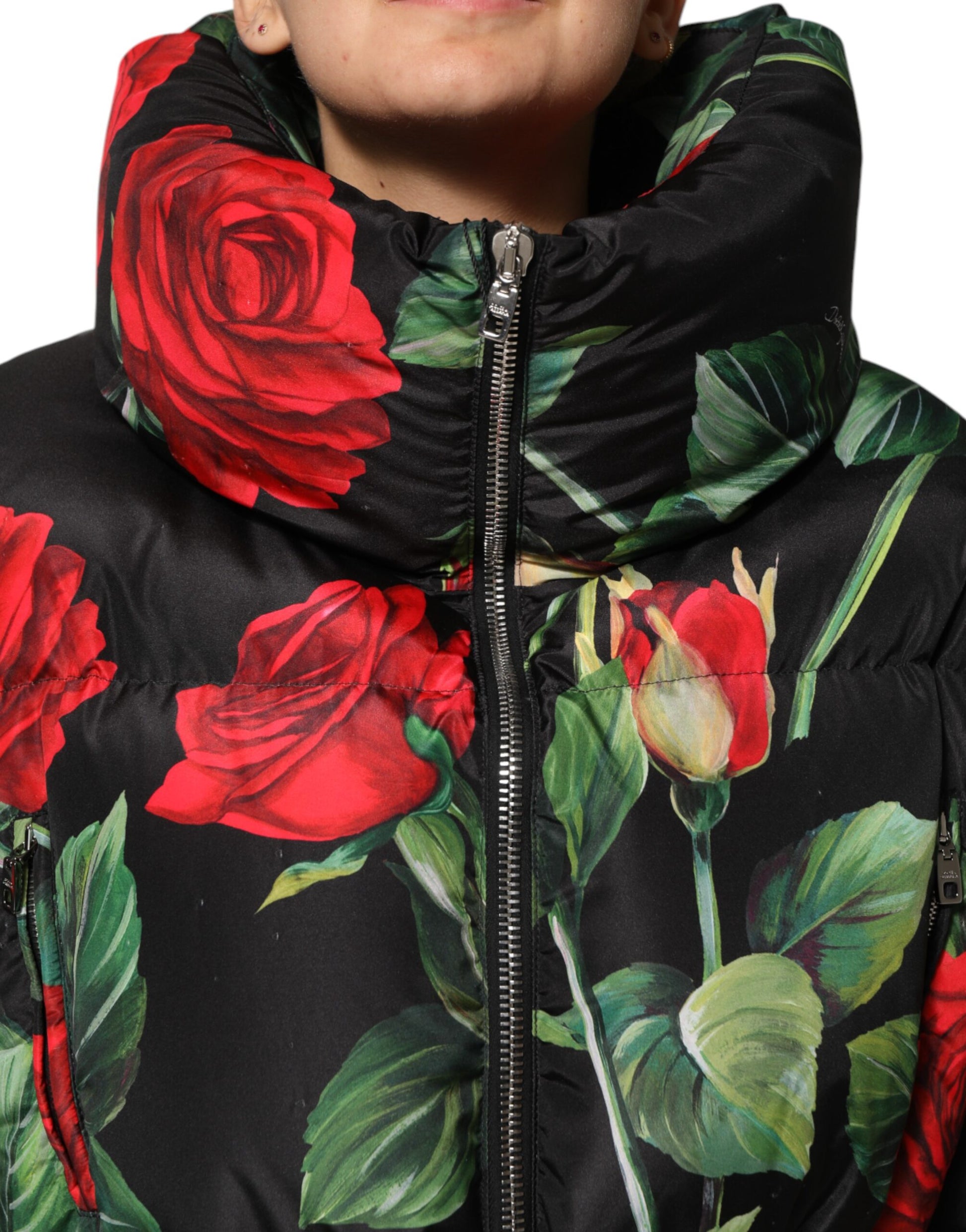 Multicolor Floral Puffer Coat Full Zip Jacket-Dolce & Gabbana-LabelTerrace.com