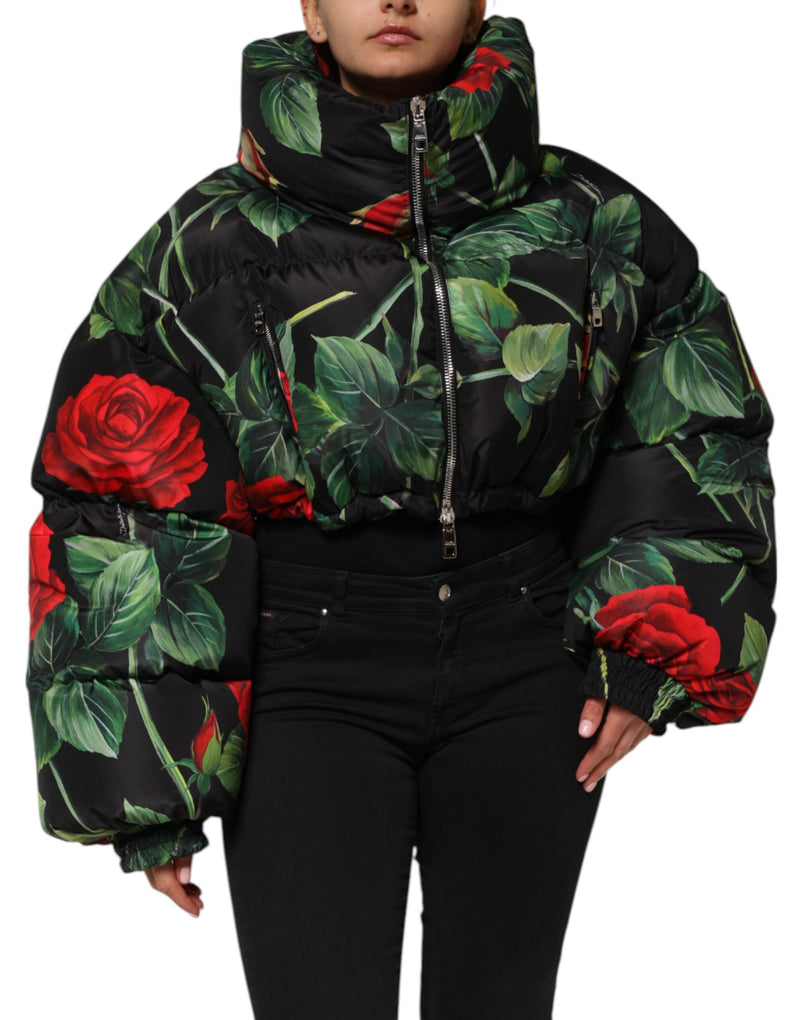 Multicolor Floral Puffer Coat Full Zip Jacket-Dolce & Gabbana-LabelTerrace.com