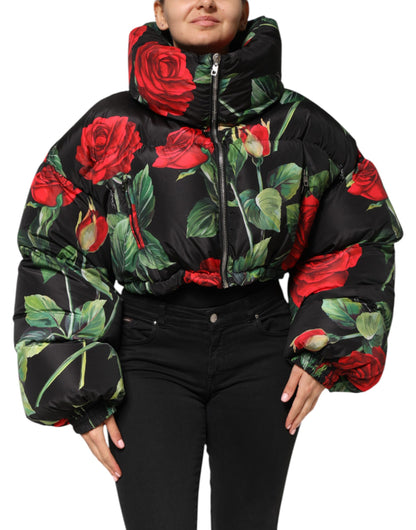 Multicolor Floral Puffer Coat Full Zip Jacket-Dolce & Gabbana-LabelTerrace.com