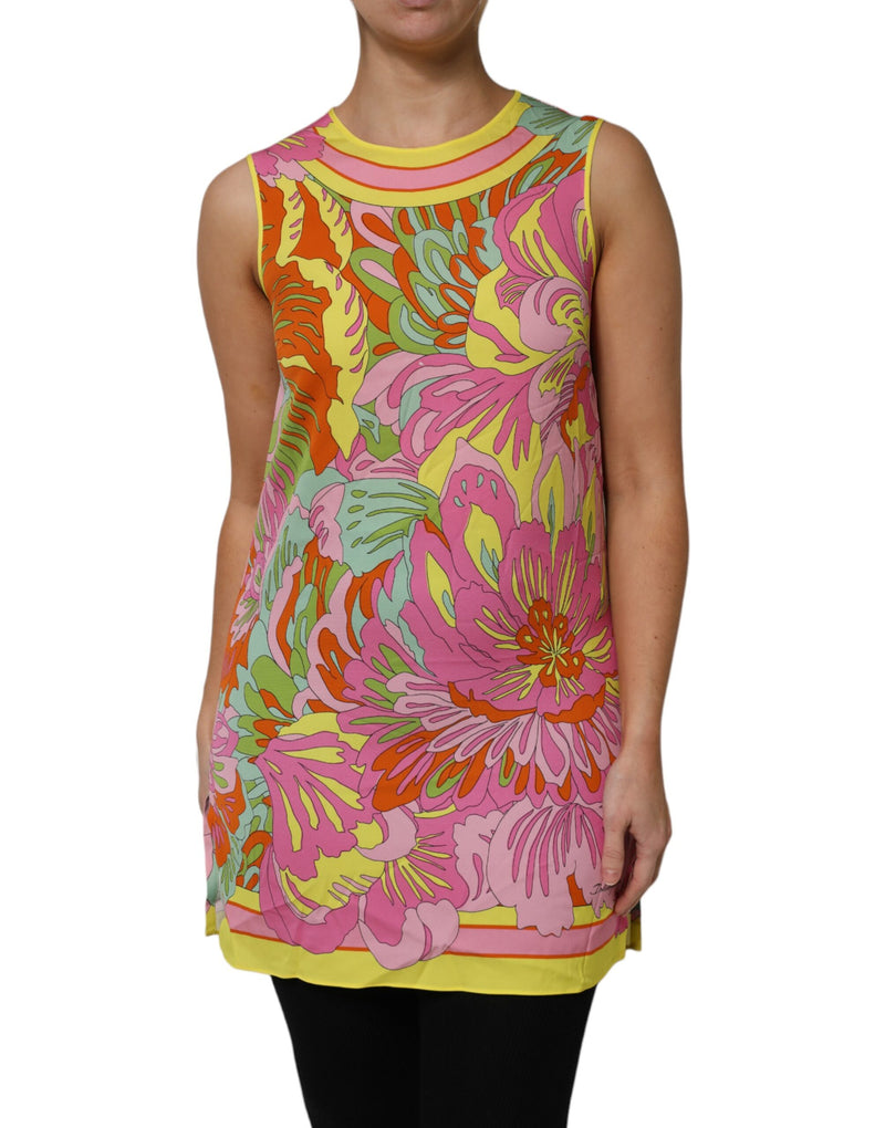 Multicolor Floral Roundneck Sleeveless Top-Dolce & Gabbana-LabelTerrace.com