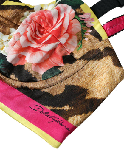Multicolor Floral Sleeveless Bustier Crop Top-Dolce & Gabbana-LabelTerrace.com