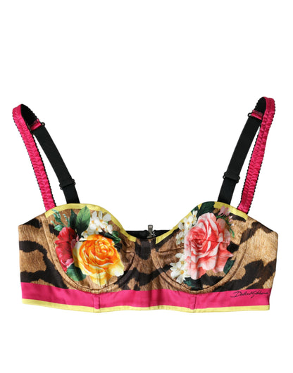 Multicolor Floral Sleeveless Bustier Crop Top-Dolce & Gabbana-LabelTerrace.com