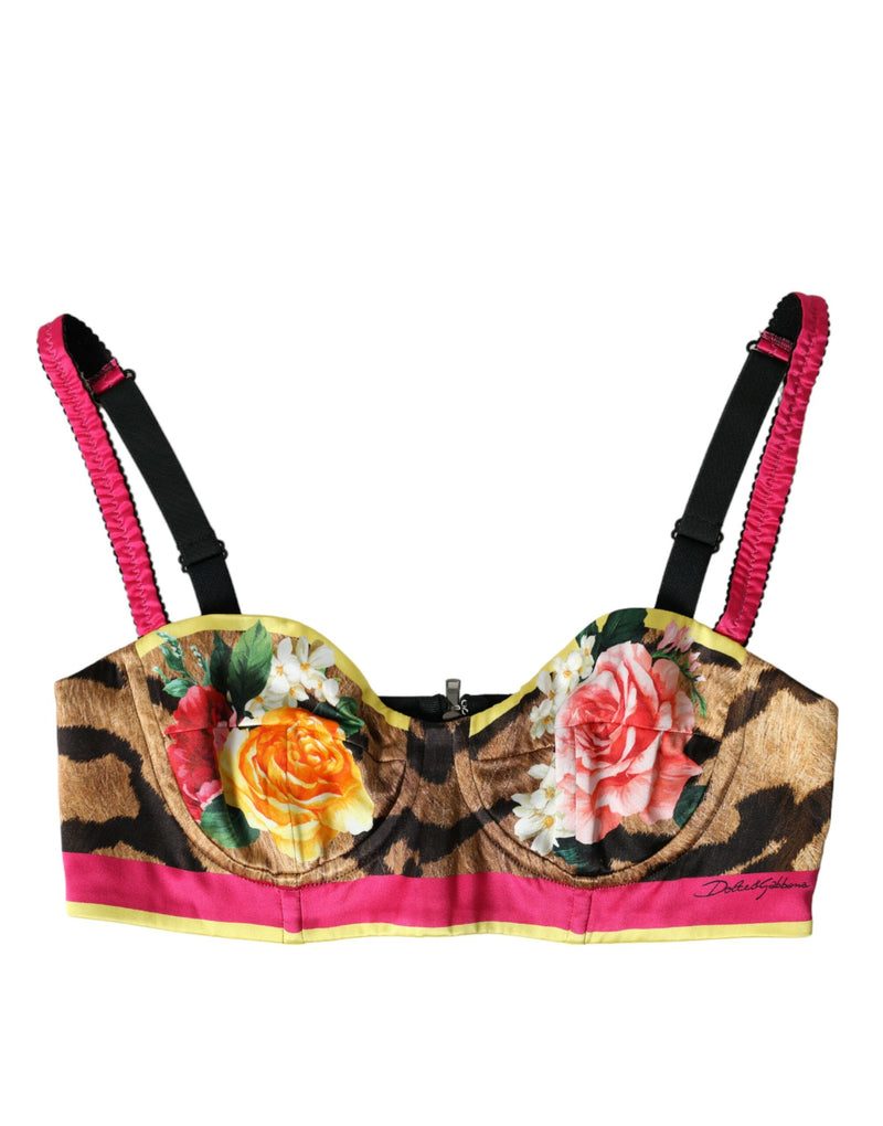 Multicolor Floral Sleeveless Bustier Crop Top-Dolce & Gabbana-LabelTerrace.com