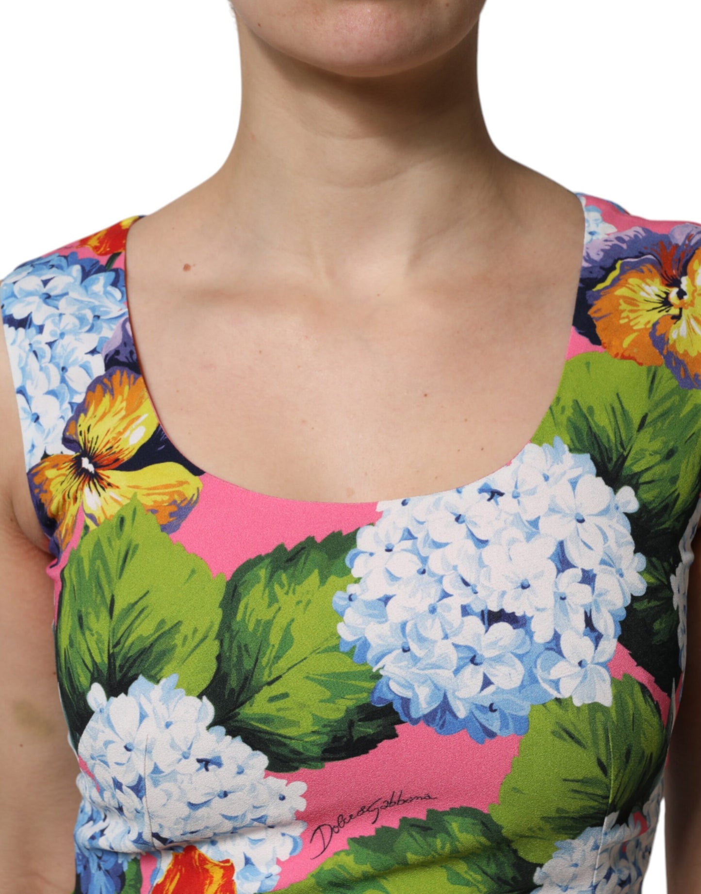 Multicolor Floral Sleeveless Sheath Dress-Dolce & Gabbana-LabelTerrace.com