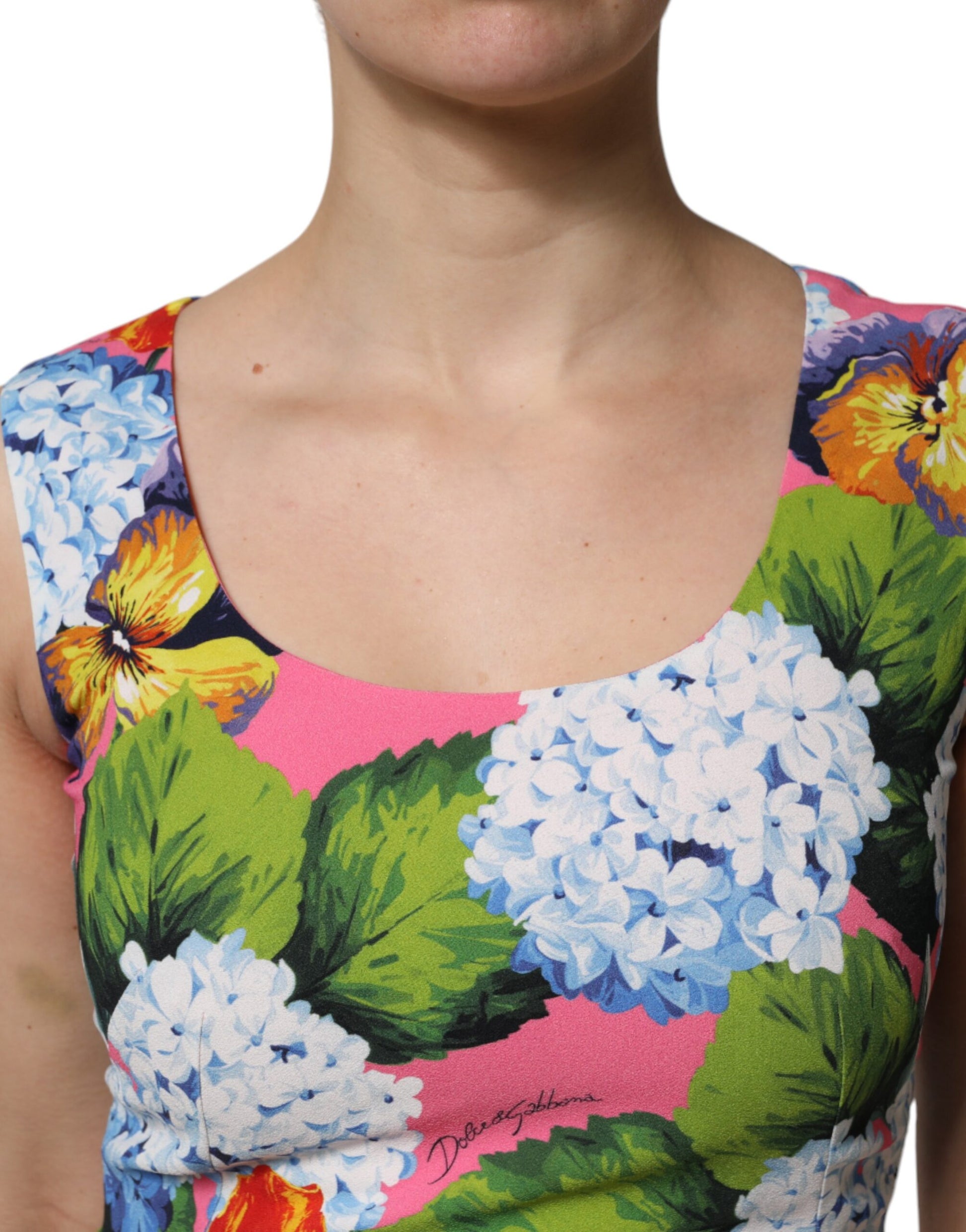 Multicolor Floral Sleeveless Sheath Dress-Dolce & Gabbana-LabelTerrace.com
