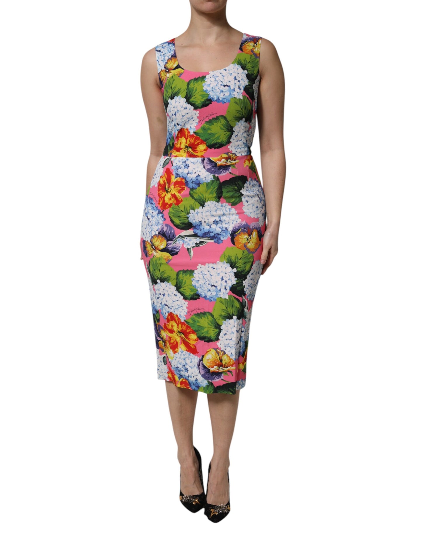 Multicolor Floral Sleeveless Sheath Dress-Dolce & Gabbana-LabelTerrace.com