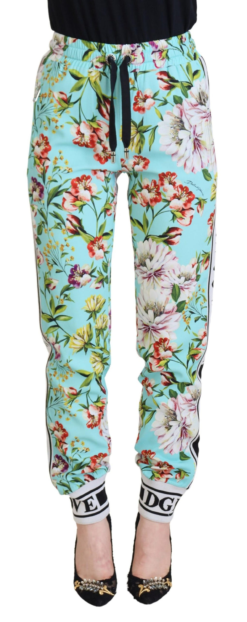 Multicolor Floral Sweatpants Pants-Dolce & Gabbana-LabelTerrace.com