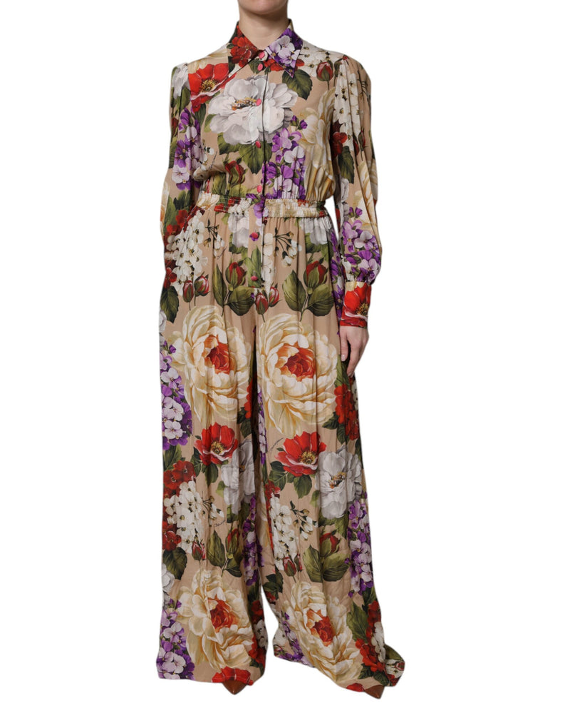 Multicolor Floral Wide Leg Jumpsuit Dress-Dolce & Gabbana-LabelTerrace.com