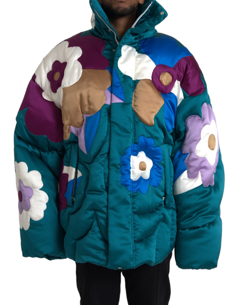 Multicolor Floral Windbreaker Puffer Jacket-Dolce & Gabbana-LabelTerrace.com