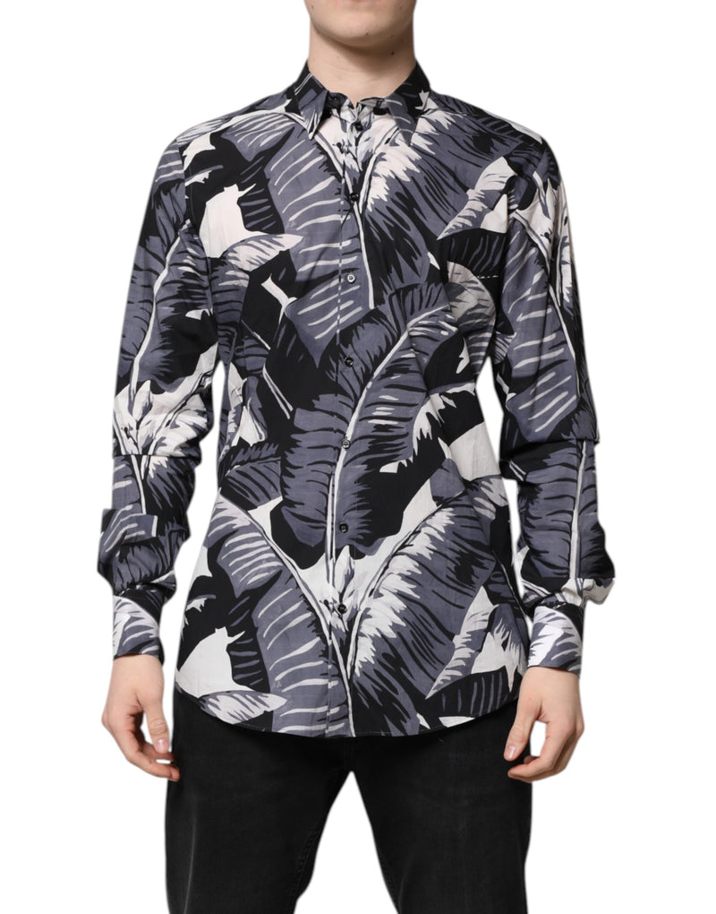 Multicolor GOLD Cotton Banana Leaf Print Shirt-Dolce & Gabbana-LabelTerrace.com