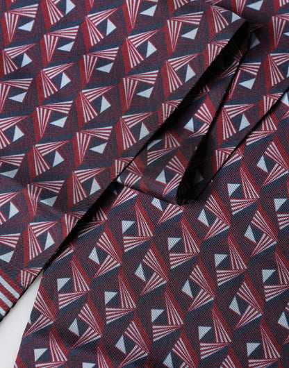 Multicolor Geometric Pattern Silk Fringe 142cm X 15cm Scarf