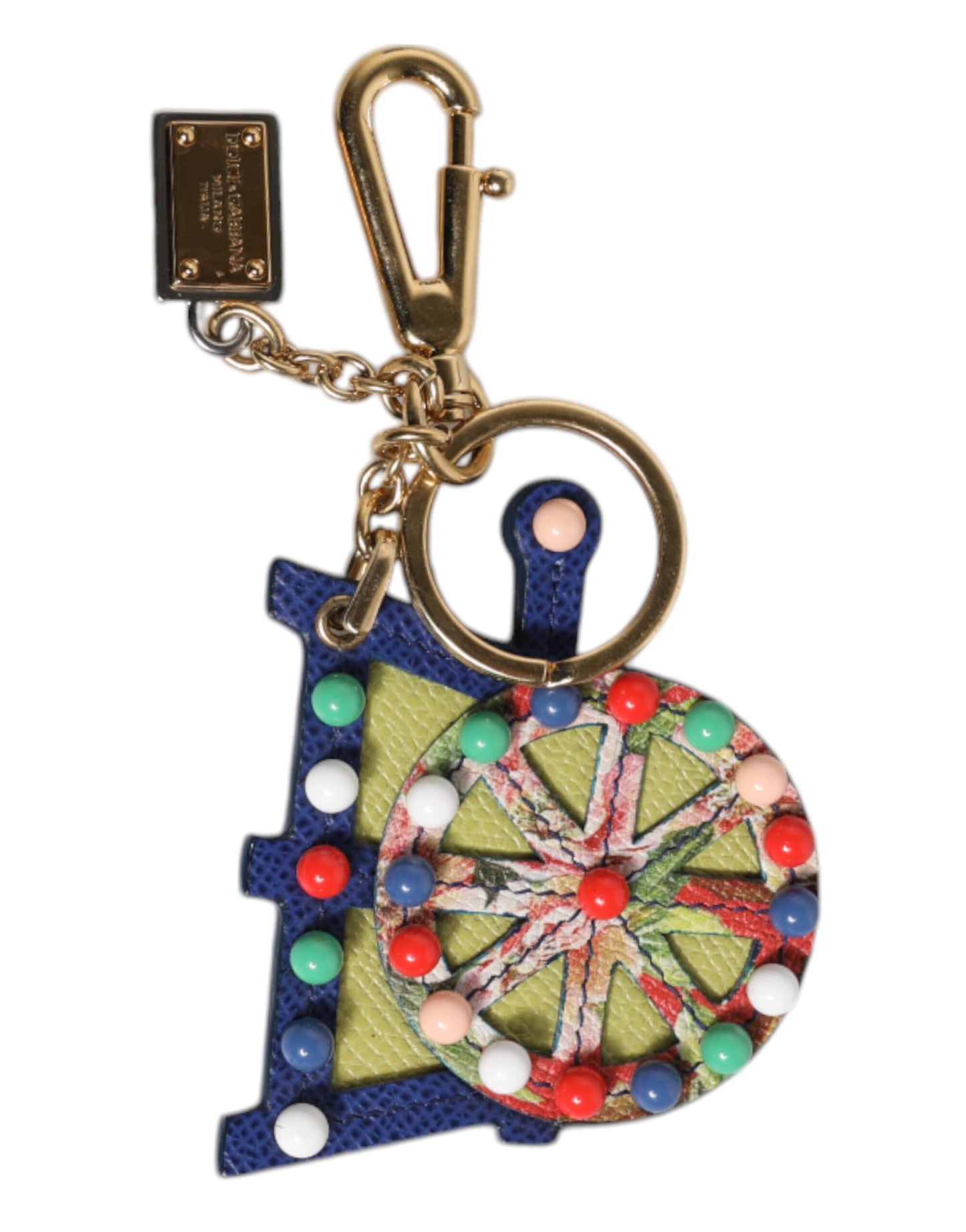 Multicolor Gold Tone Carretto Keychain Keyring-Dolce & Gabbana-LabelTerrace.com