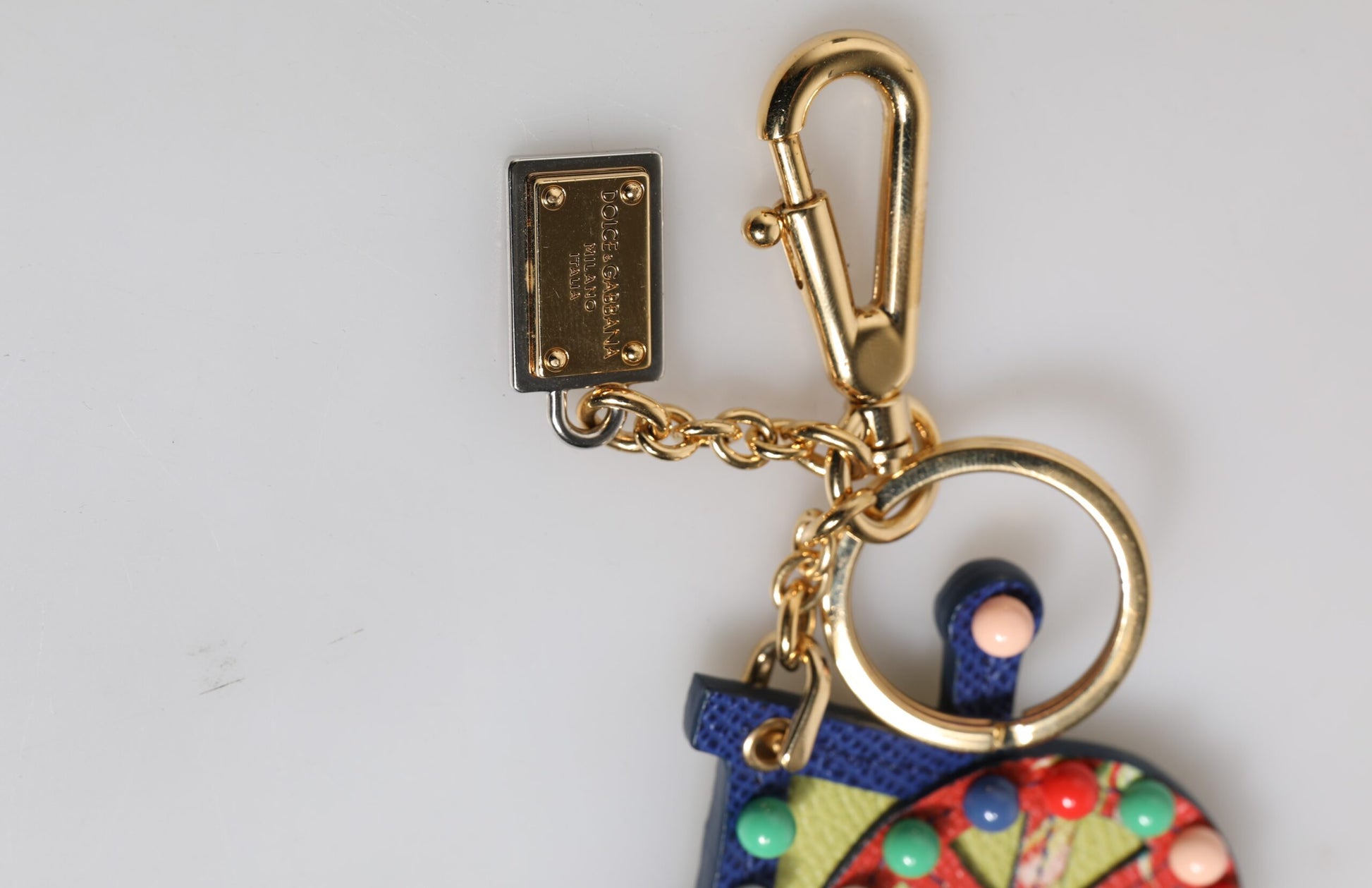 Multicolor Gold Tone Carretto Keychain Keyring-Dolce & Gabbana-LabelTerrace.com