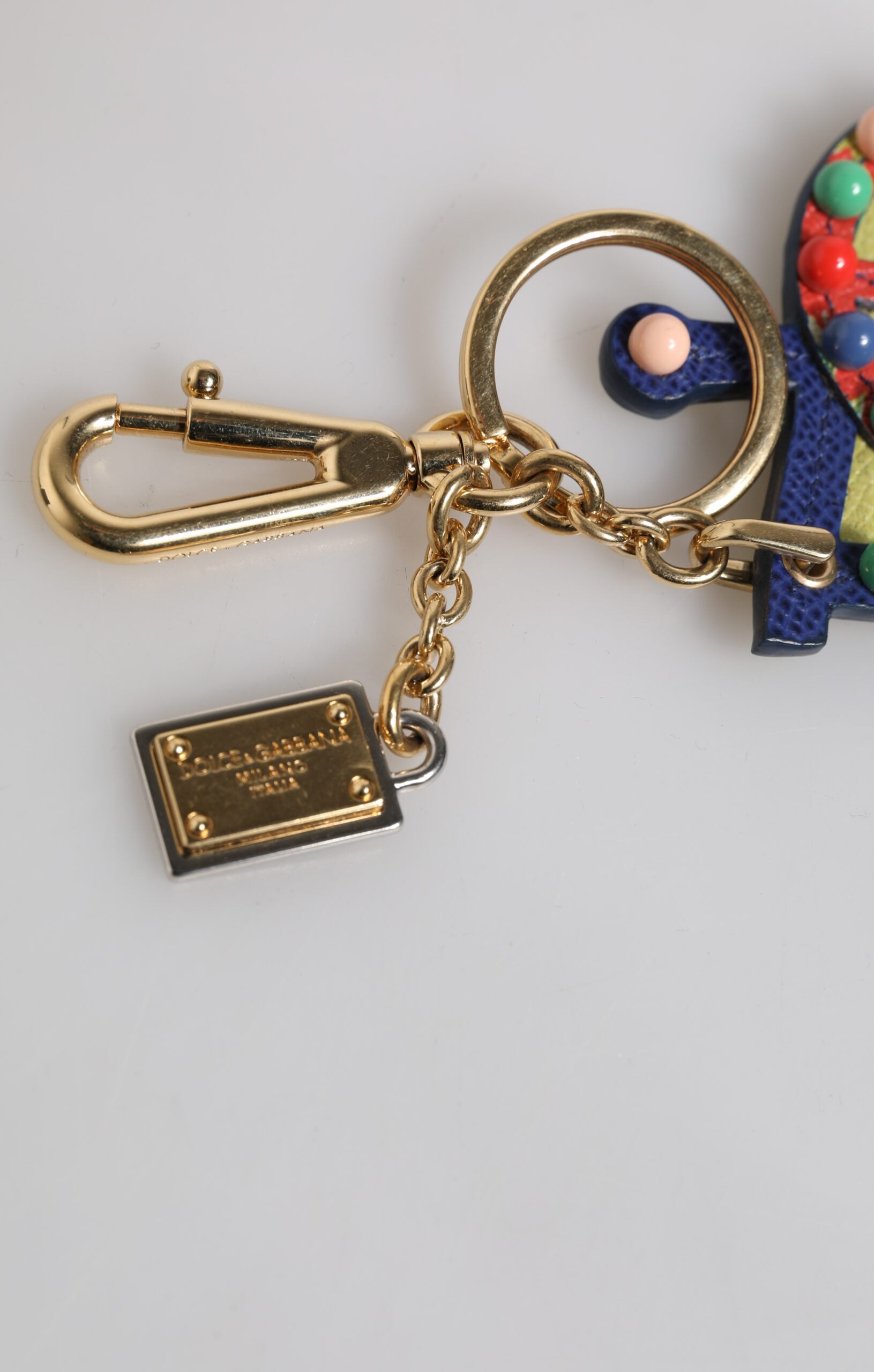 Multicolor Gold Tone Carretto Keychain Keyring-Dolce & Gabbana-LabelTerrace.com