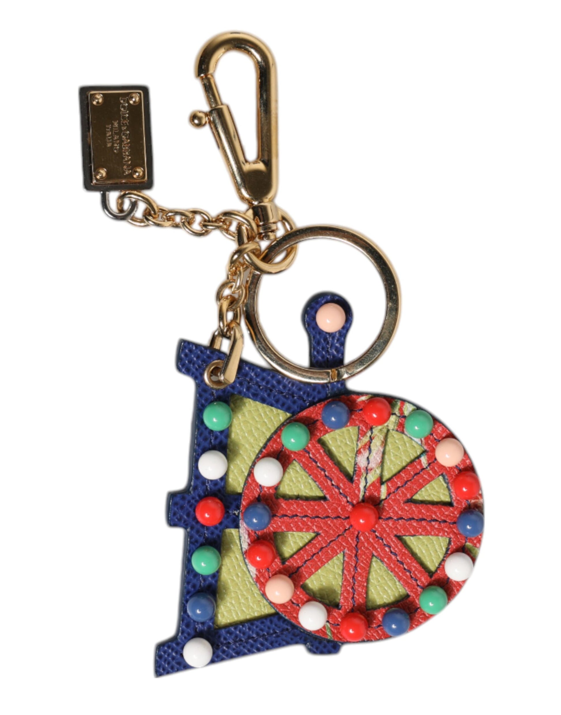 Multicolor Gold Tone Carretto Keychain Keyring-Dolce & Gabbana-LabelTerrace.com